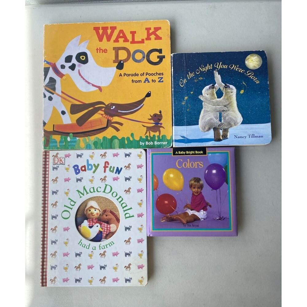 Lot of 4 Vintage Childrens Board Books Walk the Dog On the Night You Were Born